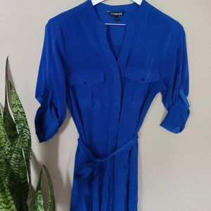 Express Royal Blue Button Up Dress